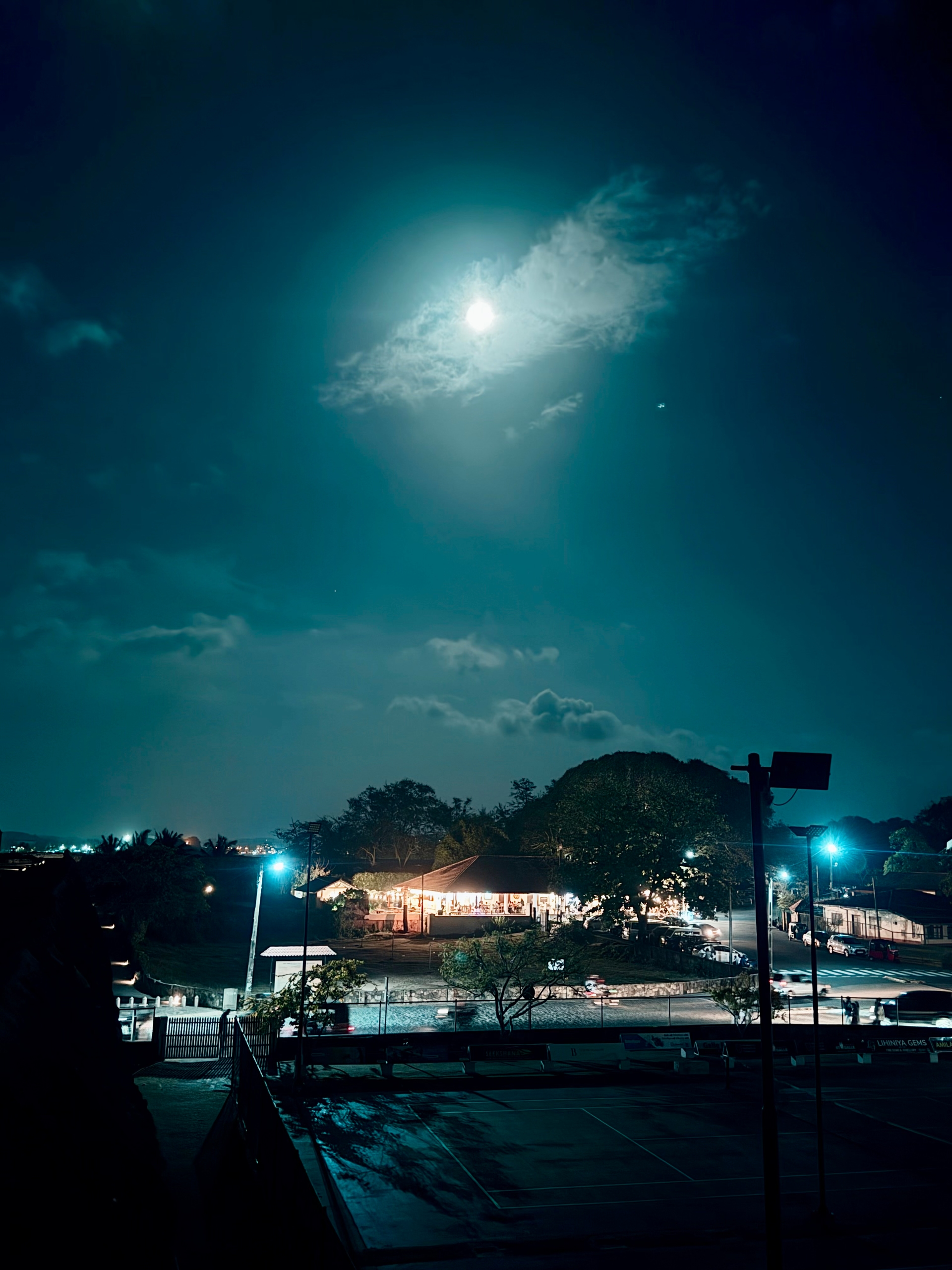 The historic Galle Fort illuminated at night